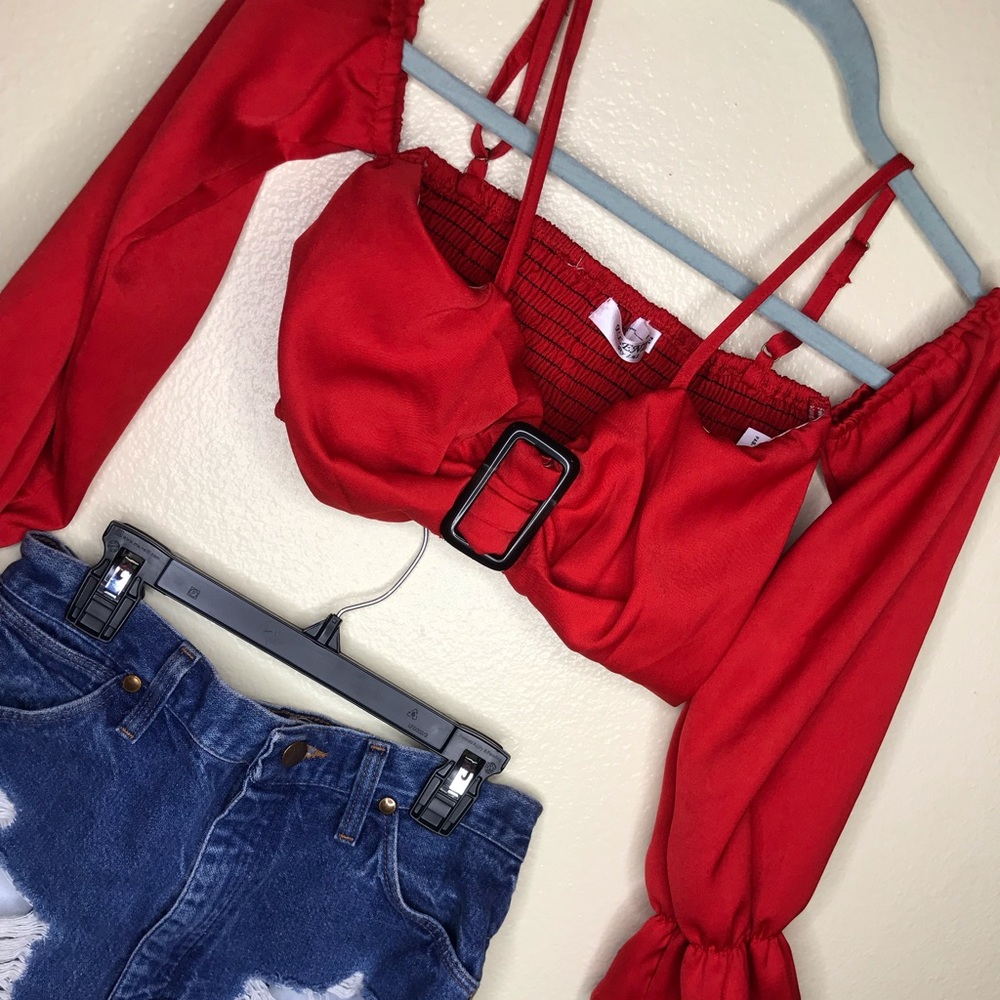Off shoulder Crop Top with Spaghetti Straps